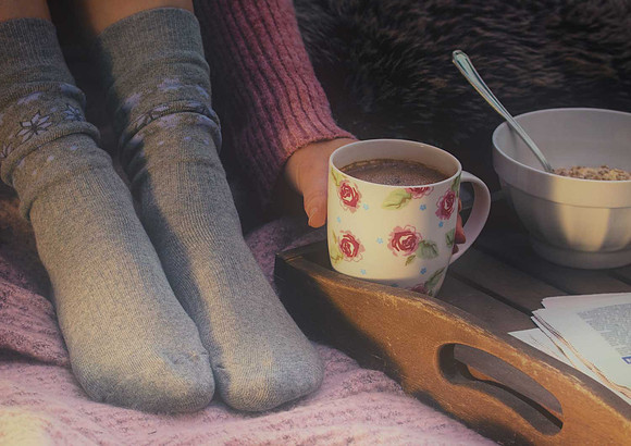 Warm socks and hot chocolate at breakfast time by HabilePhotography
